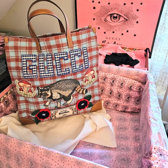 RARE! Authentic NIB Gucci Garden FLORENCE  Tweed Leather Tote Bag - Picture 13 of 13